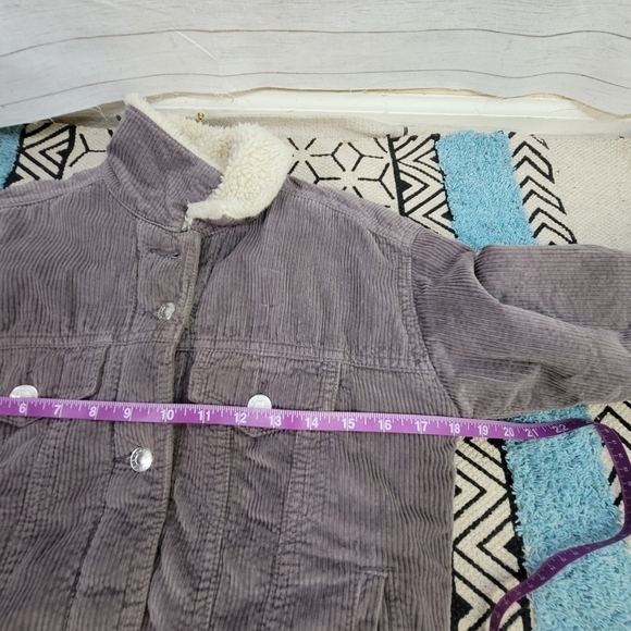 AE GRAY CORDUROY SHERPA LINED BUTTON UP JACKET, SZ XS - Picture 10 of 12